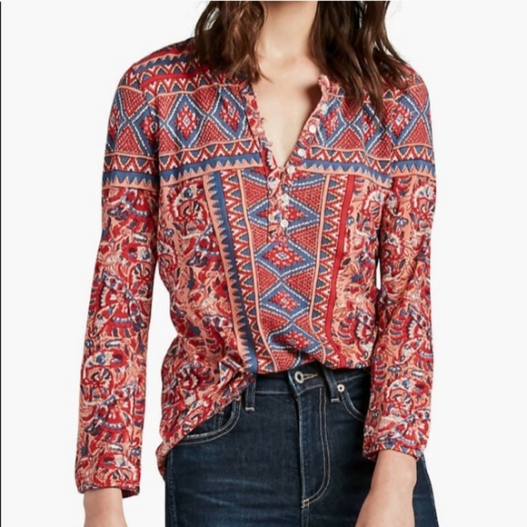 Lucky Brand Tops - Lucky Brand Plus Size Boho Aztec Henley Top